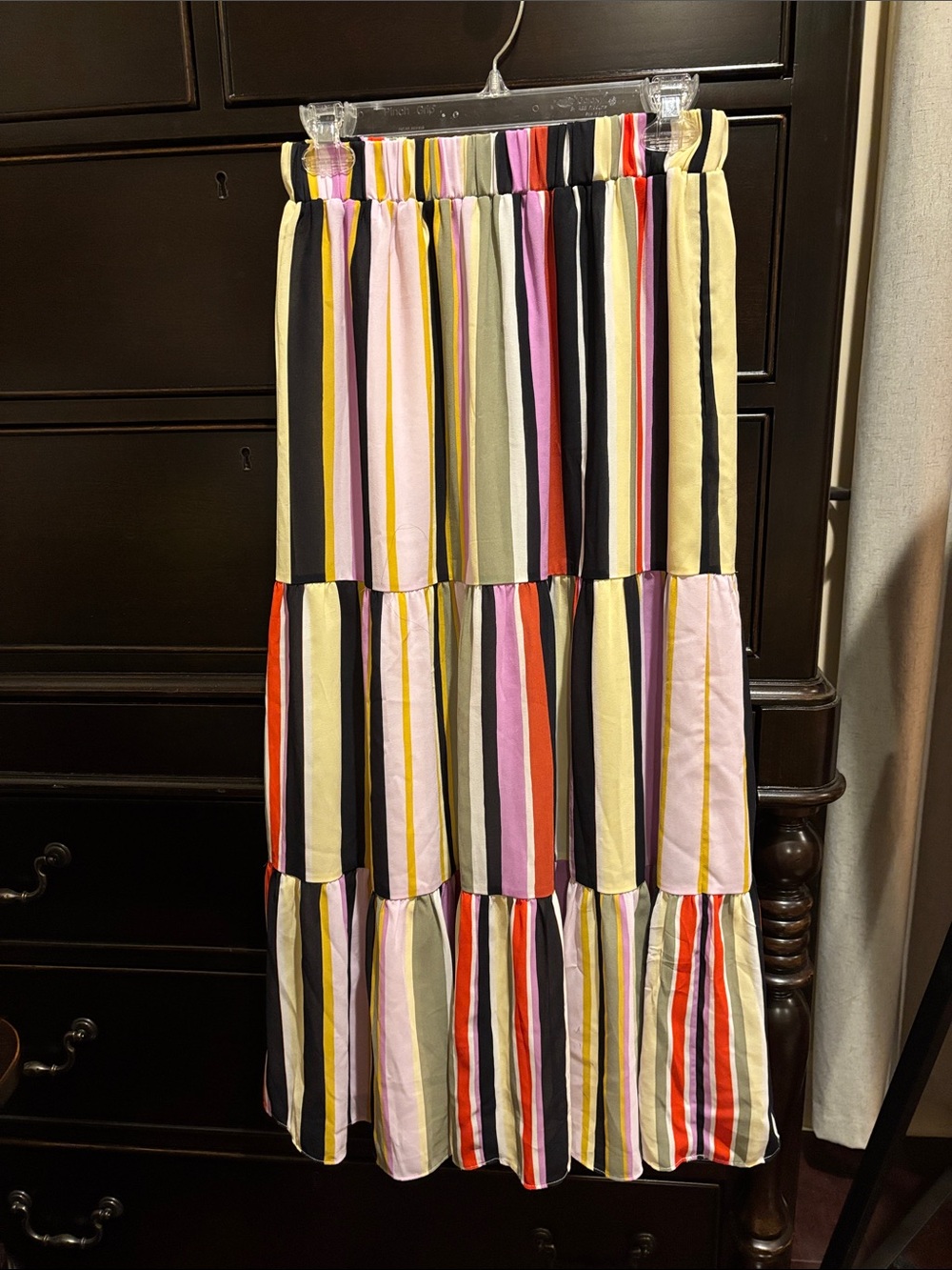 Loft colorful striped Color block elastic waistband maxi skirt small
